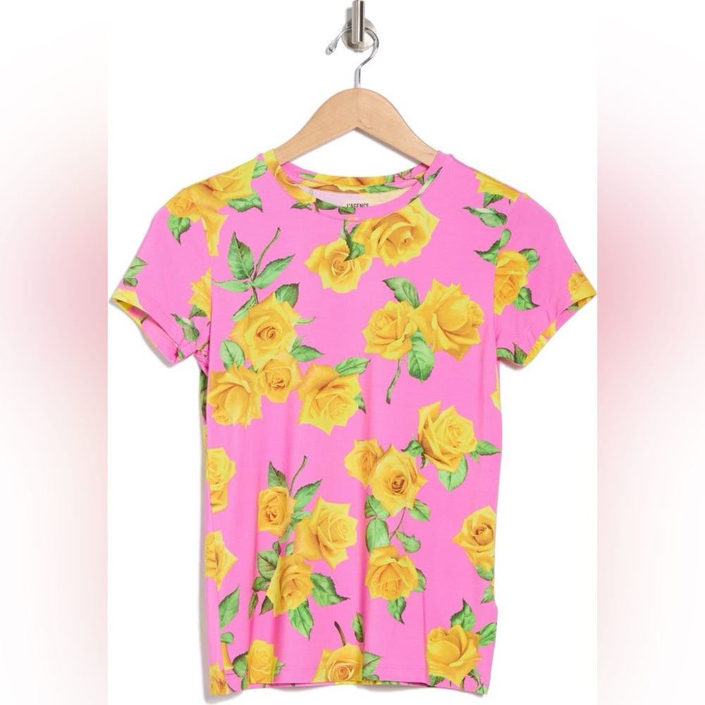 LAGENCE Ressi Rose Print Crewneck T-Shirt